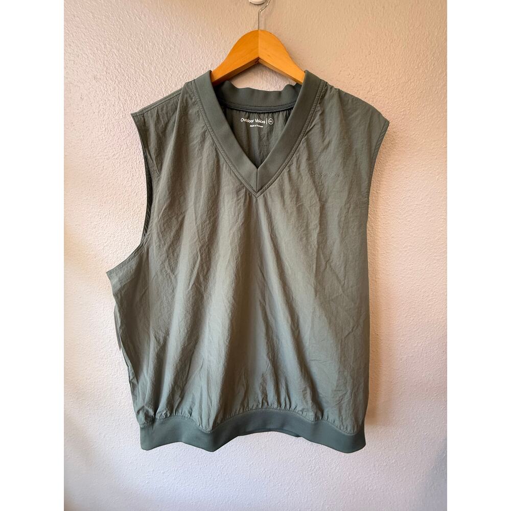 Outdoor Voices RecTrek‎ Vest Mens XXL Sage Green V-Neck Windbreaker Pullover NWT